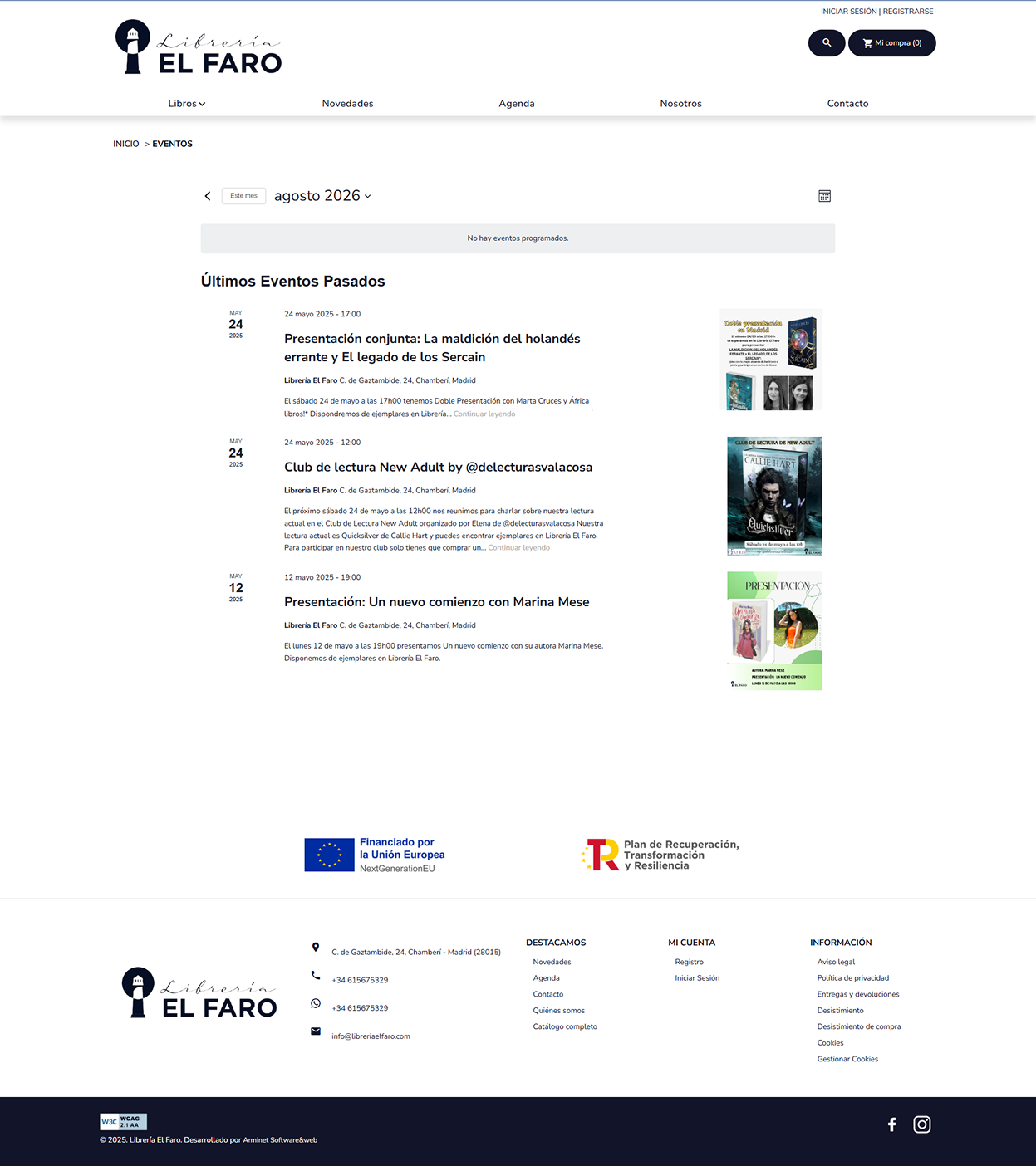 Página de eventos el faro