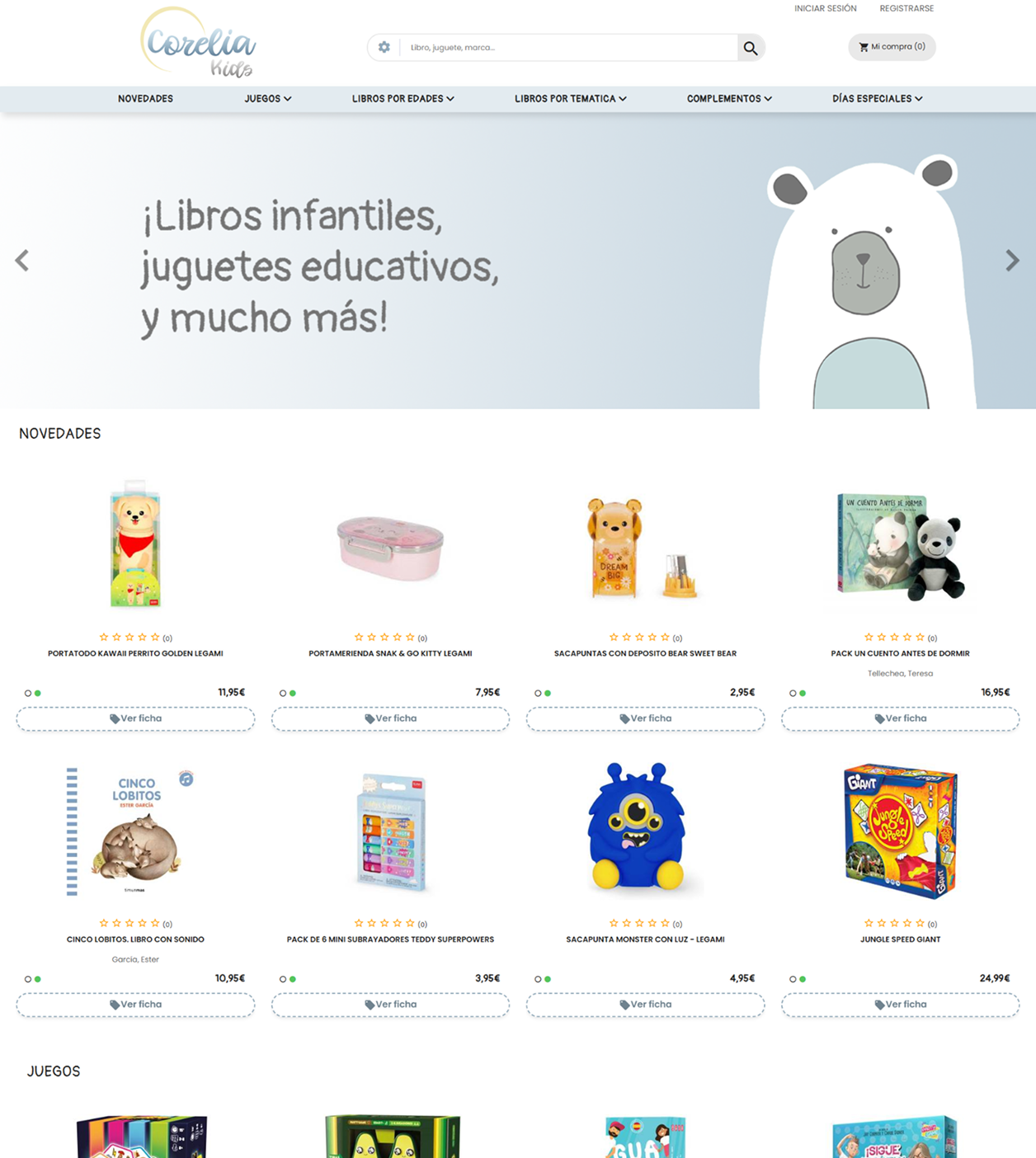Página de inicio corelia kids