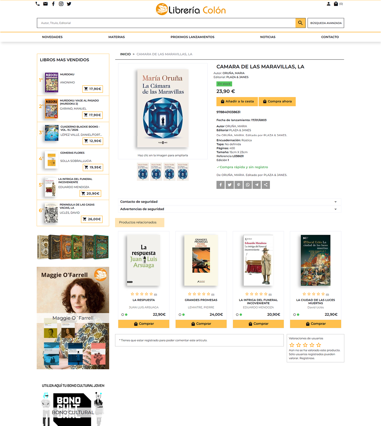 Página de producto libreria colón