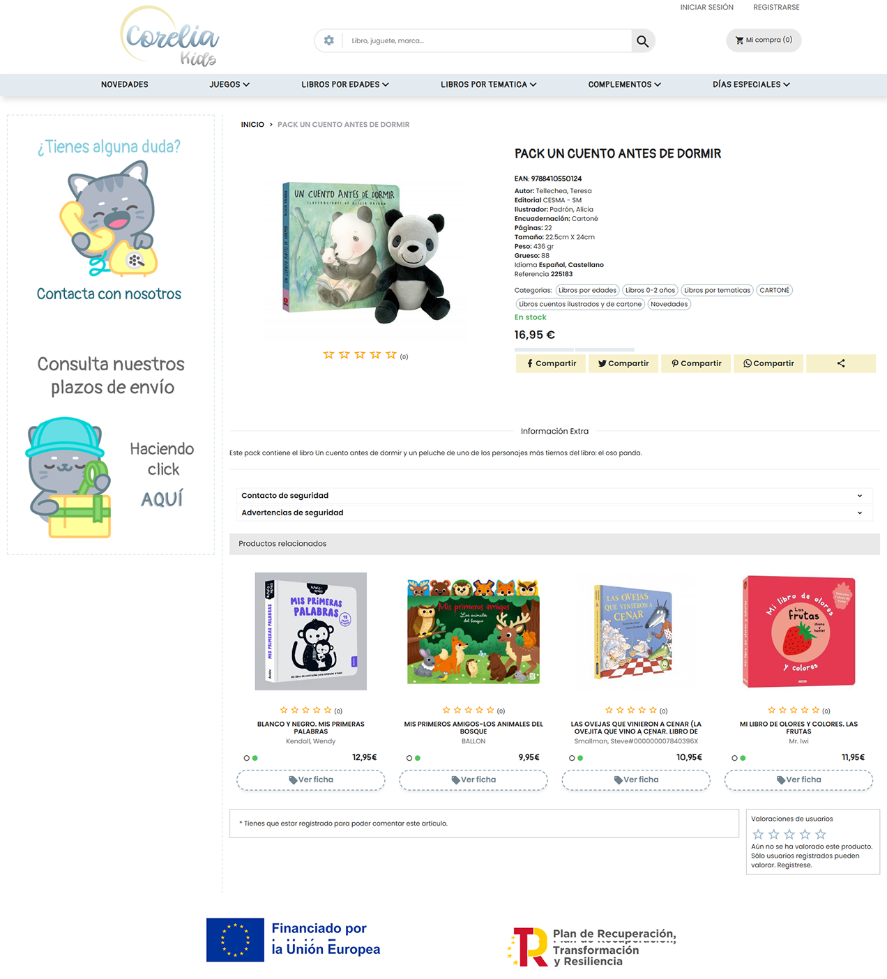 Página de productos corelia kids
